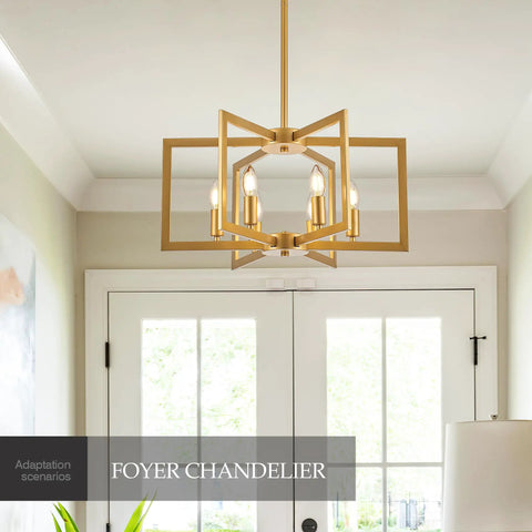 Six Light Kitchen Island Pendant Lighting Over Island With Glass Decor Dope Modern Farmhouse Look In Black And White Gold Finish Perfect For Dining Room Living Room Cafe Or Bar displayed in a home interior.