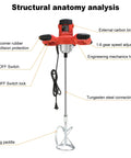 Super Powerful 2100 Watt Electric Handheld Portable Cement Mixer With Adjustable Six Speeds Perfect For Mixing Up Concrete Mortar Mud
