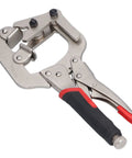 Heavy Duty Chrome Steel Welding Clamps With 360 Degree Rotation For Versatile Metalworking Pipe Joining And Wood Column Fixing Jobs Onsite, close-up view.