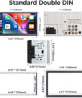 Dimensions of Double Din Car Stereo With 7 Inch HD Touchscreen Wireless Apple CarPlay And Android Auto Bluetooth 240W SWC Subwoofer Output