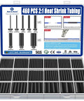460Pcs Black Heat Shrink Tubing Kit 2:1 Shrink Ratio Marine Grade Waterproof Electrical Tubing For Wires 8 Sizes With Eight Diameters 1.57 Inch