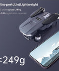 Grab And Go 4K UHD GPS Drone With Camera For Adults And Beginners, compact design beside a smartphone, no FAA registration required.