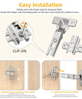 Installation steps for Two Pack Full Overlay Cabinet Hinges Frameless Self Closing Silent Soft Close Bracket for kitchen cabinets.