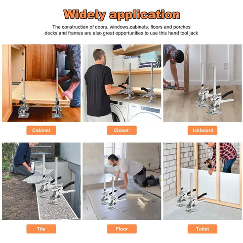 Labor Saving Arm Jack 8 Inch Multifunctional Furniture Lifter Jacks For Installing Cabinets And Doors Heavy Lifting Made Easy Up To 220 Lbs With Height Adjustment From 0.2 To 3.9 Inches Two Piece Solid Rods in various installation uses.