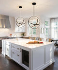 Modern LED Chandelier With 3 Rings Black Circle Pendant Lighting Dimmable Round Ring Ceiling Fixture For Kitchen Island Dining