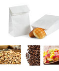 40 Count White Kraft Paper Grocery Lunch Bags With Square Bottom For Easy Grab And Go Packing Four Pound Capacity, bread inside