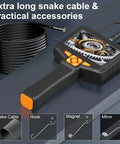 Industrial Borescope Endoscope With 4.3 Inch IPS Screen And 1920P HD Camera, Eight LED Lights, 16.5 Foot Semi Rigid Probe That Snakes Through Tight Spots For Quick Internal Inspections And Real World Diagnostics, coiled cable and accessories