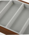 Close-up of soft cloth lined wooden sunglasses display stand compartment, part of Keep Your Gear Sorted With This Hella Practical 3 Piece Wooden Sunglasses Display Stand Featuring Seven Grid Compartments And Soft Cloth Lining For Shades Jewelry And Watches.