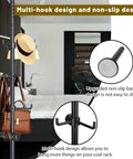 Freestanding Coat Rack With 56-125 Inch Adjustable Tension Rod 12 Hook Coat Tree Stand For Hallway Entryway Living Room Bedroom Kitchen Office No Drill Setup Black with multi-hook and non-slip design