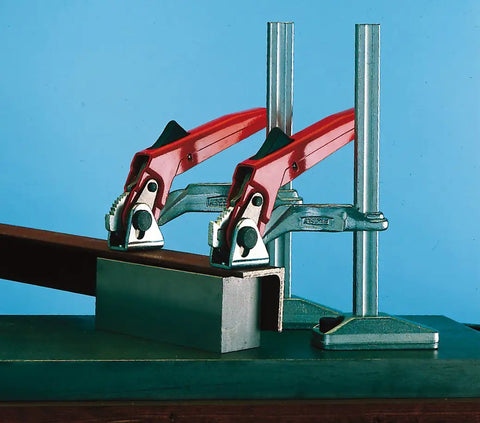 Hold Down Table Clamp 200 120 Mm Tilting And Height Adjustable For Drilling And Lightweight Milling 10000 N Clamp Force Grey Red Heavy Duty Workbench Clamp For Rock Solid Fixturing, red