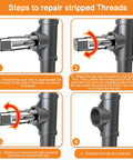 Illustration of using the Five Piece NPT Pipe Tap Set For Clean Accurate Threads Carbon Steel Taps In One Eighth Inch To Three Quarter Inch