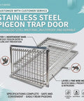Stainless Steel Pigeon Trap With One Way Entry Gate And Lockable Mesh Door Dual Door Defense System, rustproof and durable.