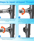 Illustration of using 3-Piece NPT Pipe Tap Set For 1-In, 1-1/4-In, And 1-1/2-In Pipe Fittings in threaded repairs.