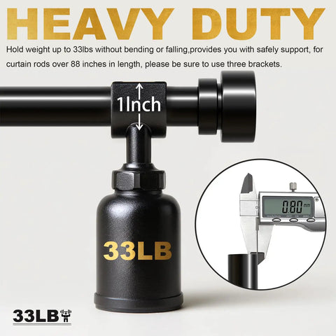 Built To Last Black Curtain Rod Set For Windows 48 To 84 Inches Adjustable 1 Inch Diameter With Decorative Finials detail