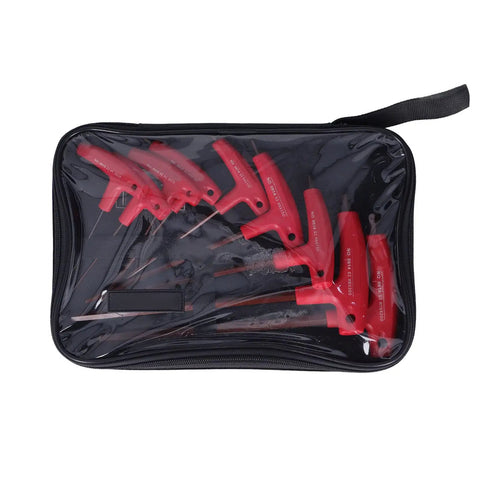 Premium S2 Steel Hex Key Set With T Handle Tools For Automotive Repair And Machinery Maintenance, Featuring Rust Coating And Durable Metric Wrench Kit That Slays Any Tight Bolt Job. red S2 steel hex key set in zip case
