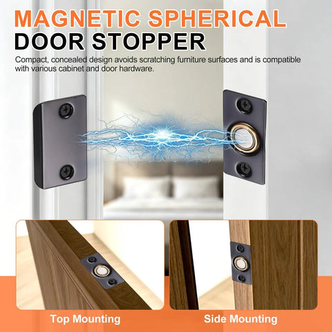 4 Pack Adjustable Magnetic Door Catch Kit for Cabinets and Closets With Screws, shown with copper finish and hidden mount