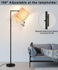 Dimmable Tall Pole Floor Lamp With 4 Color Temperatures, Remote Control, Beige Shade in living room setup