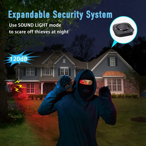Half Mile Solar Wireless Driveway Alarm System with IP65 Weatherproof Outdoor Motion Detectors, 120dB siren, night security