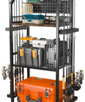 Garage Fishing Rod Holder System With Pegboard Hooks, Holds Up To 12 Rods, Rolling Tackle Cart With Wheels, 3-Tier Gear Storage