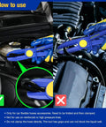 Evertools 6-piece hose pinch clamp pliers set with Oxford tool bag, blue handles and yellow pivot front and side views