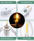 Lit 24 Pack LED Light Bulb Cords Kit With Switch 6 Ft Warm White Wire Salt Lamp Style Accessory showing bulb and fixtures