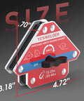YESWELDER switchable arrow welding magnet, front view, red body with blue ON/OFF lever, 33–44 lb
