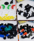 Heavy Duty 2041 Piece Shop Essentials Kit With Beefy Push Pin Retainers And Door Trim Clips To Fix Your Ride Quick Features Forty Two Proven Sizes For Toyota Ford Honda Chevy And Gm Trucks, assorted automotive push rivets in various colors.