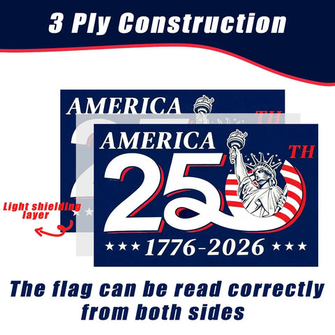 250th Anniversary American Flag 3x5 Ft For Independence Day Outdoor Decor, Double Sided 3 Ply USA Banner, illustration of flag layers