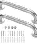 Two Pack 12 Inch Grab Bars For Tubs And Showers For Slip Stainless Steel Shower Handle Toilet Handicap Elderly Senior Safety Support Bathroom Grab Rails with mounting hardware