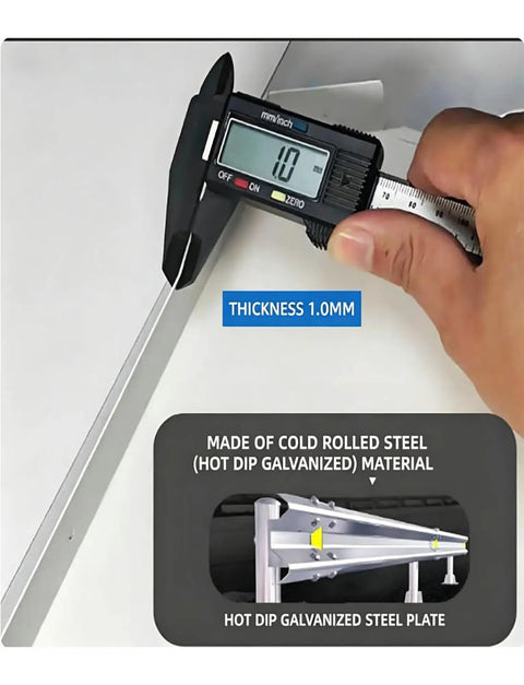 Measuring the thickness of a 1.0mm galvanized steel plate for Heavy Duty EV Charger Weather Cover Wall Mounted Outdoor Charging Station.