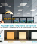 Comparison of dimmable settings and color temperatures for 2x2 LED Flat Panel Light 40W Recessed Drop Ceiling Fixture With 5000LM Output