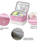 Grab And Go Travel Medicine Bag Organizer For First Aid Kits Empty Medical Bag For Home Travel Camping Car Hiking And Outdoor Emergencies Spacious 10.6 By 7.9 By 7.5 Inch Pink Gear Case.