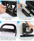 Heavy Duty 4 Hole Paper Punch With Built In Ruler For Up To 30 Sheets Adjustable Manual Hole Puncher Iron Construction steps instructions