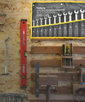 Wall-mounted wrench set with 20 Piece SAE And Metric Ratcheting Wrench Set With Chrome Vanadium Steel, Pro Grade Tools Kit.