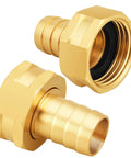 Solid Brass Garden Hose Fittings Female Three Quarters Inch GHT Barb Adapters Pack Of Four With Rubber Rings For Leak Free Durable Easy Install Water System Connections, brass barb close-up