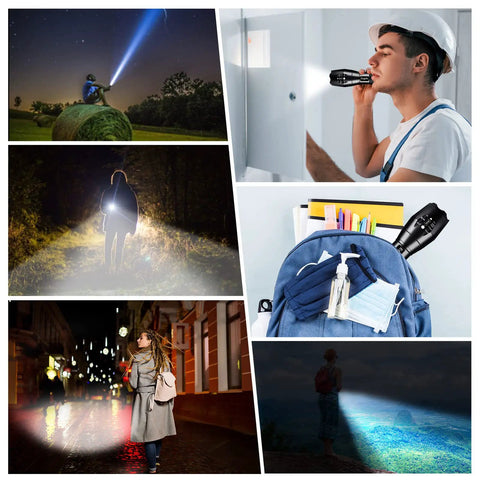 Two Pack 1000 Lumen LED Flashlight Set For EDC Go To Handheld Use High Bright Outdoor Lights With Five Modes Waterproof Durable For Survival Camping Emergency Kits Gift Idea