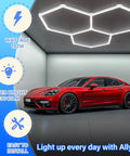 Hexagon Garage LED Lights 3 Pack 128W 17280LM Color Temperature Adjustable 6500K 4500K 3000K Ceiling Lights installed in garage