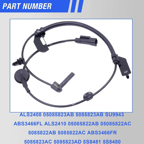 Front Abs Wheel Speed Sensor Pair Fits 2009 To 2020 Dodge Journey Chrysler 200 Avenger with detailed part numbers.
