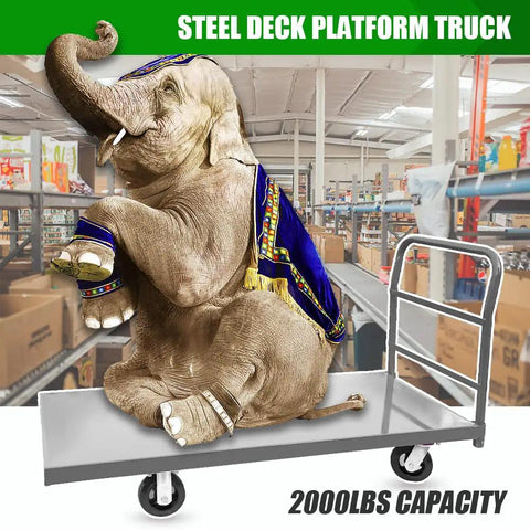 Heavy Duty Steel Platform Truck With Smooth Deck 60X24 Industrial Flatbed Dolly 2000 Lb Capacity Rugged Cart Designed To Haul Your Gear No Sweat On Shop Floors
