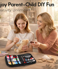 Mother and daughter using Travel Friendly Portable Sewing Kit With All The Essentials Thread Needles Scissors And Basic Tools Perfect Mothers Day Gift For Mom Grandma Wife Or Teen Girl Beginners Friendly And Dorm Room Ready Black to sew toy