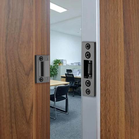 4 Pack Heavy Duty Door Roller Catch Kit With Strike Plate, Silent Ball Catch, Top Of Door Mount on interior wooden door.