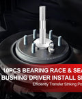 10 Piece Bearing Press Kit With Seal Driver And 9 Adapters for axle installation shown with driver tool in engine