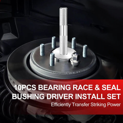 10 Piece Bearing Press Kit With Seal Driver And 9 Adapters for axle installation shown with driver tool in engine