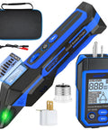 Dead Nuts Accurate Circuit Breaker Finder With Bright Lcd Display And Pro Grade GfcI Outlet Tester showing tool, charger, and accessories.