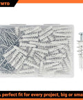 120 Piece Self Drilling Drywall Anchors And Screws Kit Nylon Expansion Anchors With Metal Screws One And A Half Inch White No Pre Drill