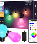 48Ft RGB Outdoor String Lights With 15 Dimmable LEDs, App Control And Music Sync, IP67 Waterproof Patio Lighting packaging