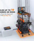 Indoor Fishing Rod Holder Trolley With 3 Tier Shelves And Peg Wall, Built In Line Spooler, Locking Wheels, Mobile Tackle Storage Cart