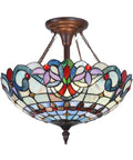 Tiffany Style Stained Glass Ceiling Light Fixture 16 Inch Shade Light Blue Victorian Ceiling Lamp For Your Cozy Home Space 7 lbs