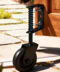 4.3 Inch Heavy Duty Gate Wheel With Spring Loaded Caster TPR Non Slip Wheel installed on wooden fence gate