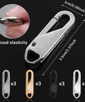 Close-up of 12 Pack Detachable Zipper Pull Heads Repair Kit Universal Zipper Slider Replacement For Jackets Bags Backpacks.